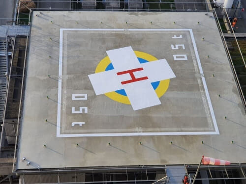 Afbeelding voor: La plateforme d'hélicoptères de l'hôpital de La Haye est prête à redécoller
